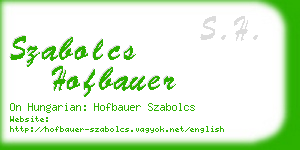 szabolcs hofbauer business card